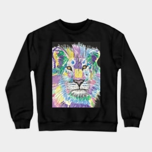 Colorful abstract lion face art Crewneck Sweatshirt